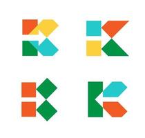 initial letter k with arrow colorful logo collection vector illustration set