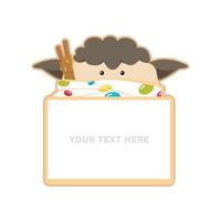 Sheep note paper candy illustration with cartoon message speech bubble vector
