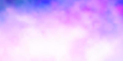 Light Purple, Pink vector pattern with clouds.