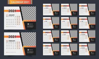 12 page modern desk calendar template. vector