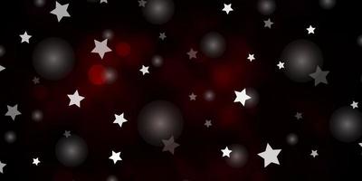 textura de vector rojo oscuro con círculos, estrellas.