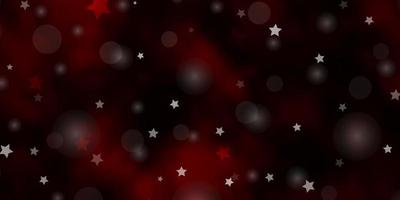 Dark Red vector backdrop with circles, stars.