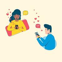 Couple chatting flat illustration vector