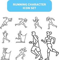 People running character icon set. vector