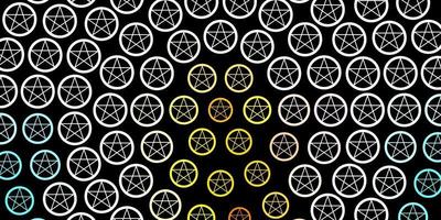 Dark Blue, Yellow vector backdrop with mystery symbols.