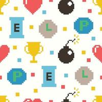 cute 8 bit game seamless pattern vector