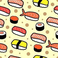 sushi doodle seamless pattern vector