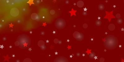 Light Red, Yellow vector background with circles, stars.