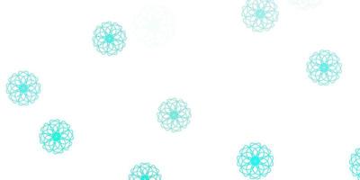 Light green vector doodle pattern with flowers.