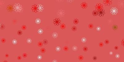 Light Green, Red vector doodle background with flowers.