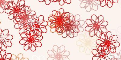 Light Orange vector doodle background with flowers.