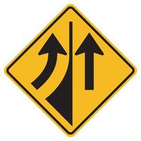 Señal de carretera de advertencia que se fusiona desde la izquierda vector