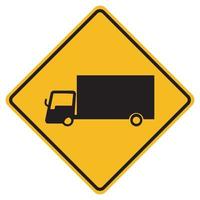 Warning Truck Traffic Road Yellow Symbol Sign Isolate on White Background,Vector Illustration EPS.10 vector