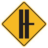 Warning signs Highway intersection ahead and T-Junction Traffic Road on white background vector