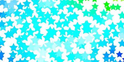 Light Blue, Green vector background with small and big stars.