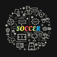 soccer colorful gradient lettering with line icons vector