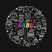 baby colorful gradient lettering with line icons vector