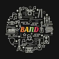 band colorful gradient lettering with line icons vector