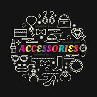 accessories colorful gradient lettering with line icons vector