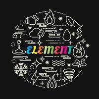 element colorful gradient lettering with line icons vector