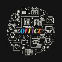 office colorful gradient lettering with line icons vector