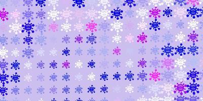 Light Pink, Blue vector pattern with coronavirus elements.