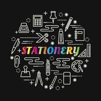 stationery colorful gradient lettering with line icons vector