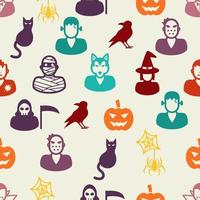 halloween flat icons seamless pattern vector