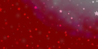 Light Red vector background with colorful stars.