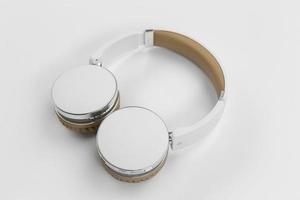 High angle headphones on white background