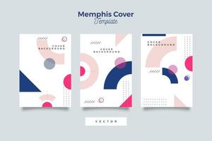 Bundle abstract colorful memphis cover design templates vector