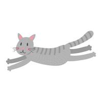 lindo gato gracioso de dibujos animados. impresión para camisetas y ropa de niños. aislado sobre fondo blanco. vector