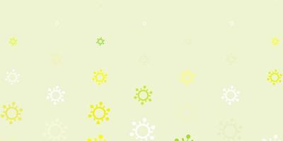 Light Green, Yellow vector background with covid-19 symbols.