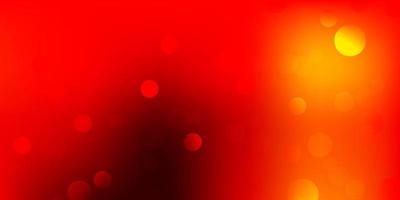 Dark orange vector background with bubbles.