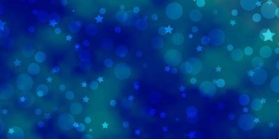 Light BLUE vector background with circles, stars.