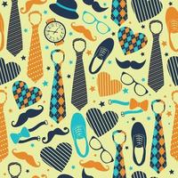 Seamless pattern of Fathers day. Flat icons on yellow background. vector