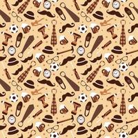 Seamless pattern of Fathers day. Flat set icons on white background. vector