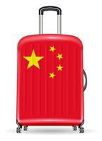 bandera de china en una bolsa de viaje de equipaje vector