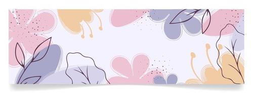 Trendy floral banner, modern template with  flower and leaves, vector illustration