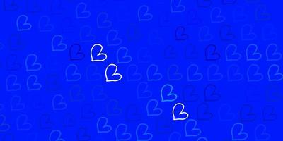 Light Pink, Blue vector pattern with colorful hearts.