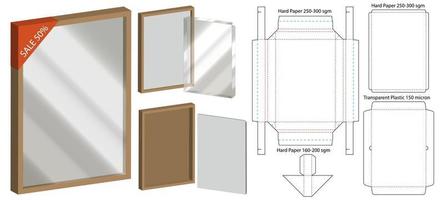 diseño de plantilla troquelada de embalaje de caja. Maqueta 3d vector