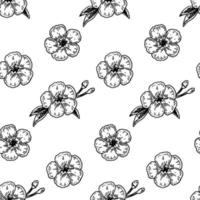 Spring flowers seamless pattern with hand drawn design elements. Vector illustration in sketch stile.