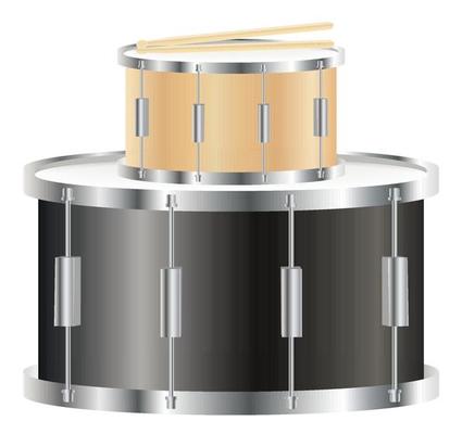 Drumstick on a snare and bass drum