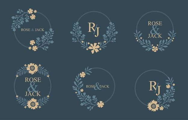 Wedding Monogram Floral Template