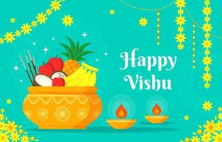 Happy Vishu Background Design vector