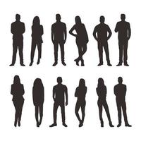 People in Different Poses Silhouette Collection vector