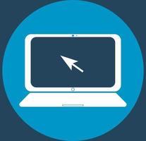 Laptop icon.Single flat on the circle on blue background vector