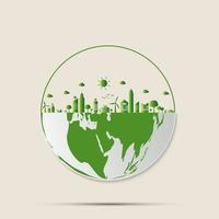 Ecology.Green cities help the world with eco-friendly concept ideas.vector illustration vector