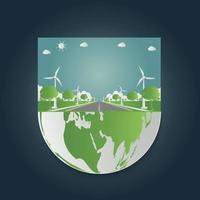 Factory ecology,Industry icon,Wind turbines with trees and sun Clean energy with road eco-friendly concept ideas,Green cities help the world.vector illustration vector