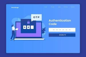 OTP code landing page illustration concept vector